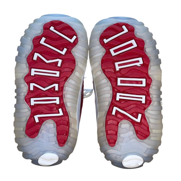 Air Jordan Kids White & Red Patent Leather High-Top Retro 11 Crib Shoes Size 5C