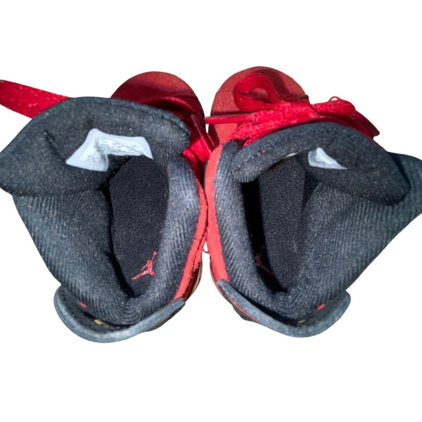 Air Jordan Kids Red Toro Bravo Retro 6 Suede Lace Up Basketball Shoes Size 5C