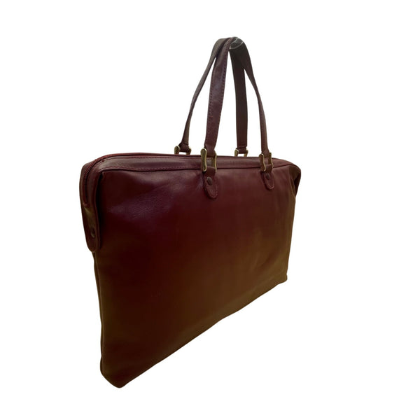 Woodward & Lothrop Women’s Burgundy Leather Made In Italy Suitcase Messenger Bag