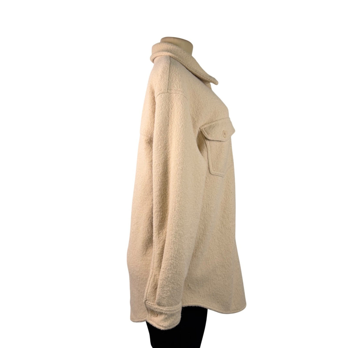 Hilary Radley Womens Beige Fleece Button-Up Shirt Jacket Casual Oversized Sz L