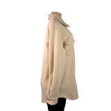 Hilary Radley Womens Beige Fleece Button-Up Shirt Jacket Casual Oversized Sz L