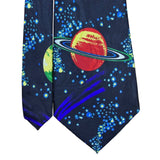 Steven Harris Mens Navy Microfiber Handmade Planet Print Tie 58