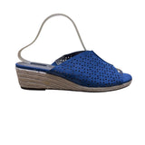 Array Women’s Blue Perforated Espadrille Wedge Sandals Size 10N