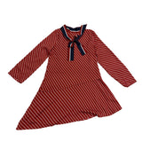 Who what wear Red & Navy Girls Striped Asymmetrical Bow-Tie Dress Sz M