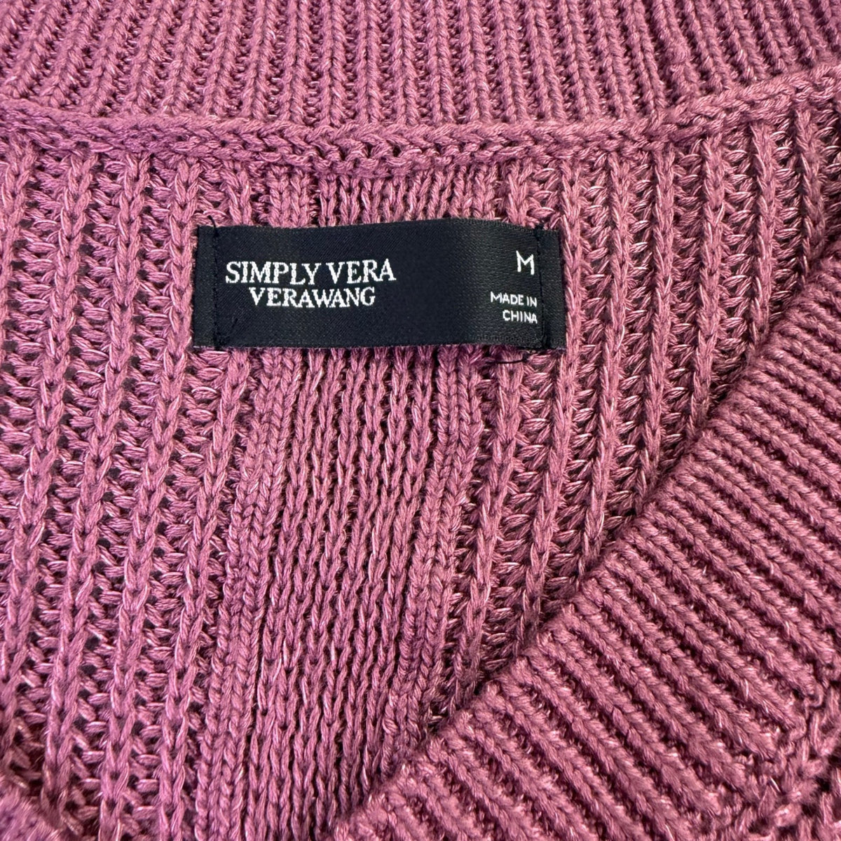 Simply Vera Vera Wang Womens Purple Viscose Metallic V-Neck Sweater Size M