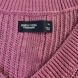 Simply Vera Vera Wang Womens Purple Viscose Metallic V-Neck Sweater Size M