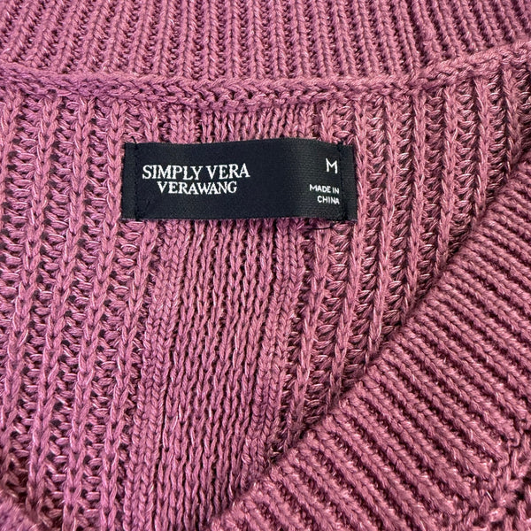 Simply Vera Vera Wang Womens Purple Viscose Metallic V-Neck Sweater Size M