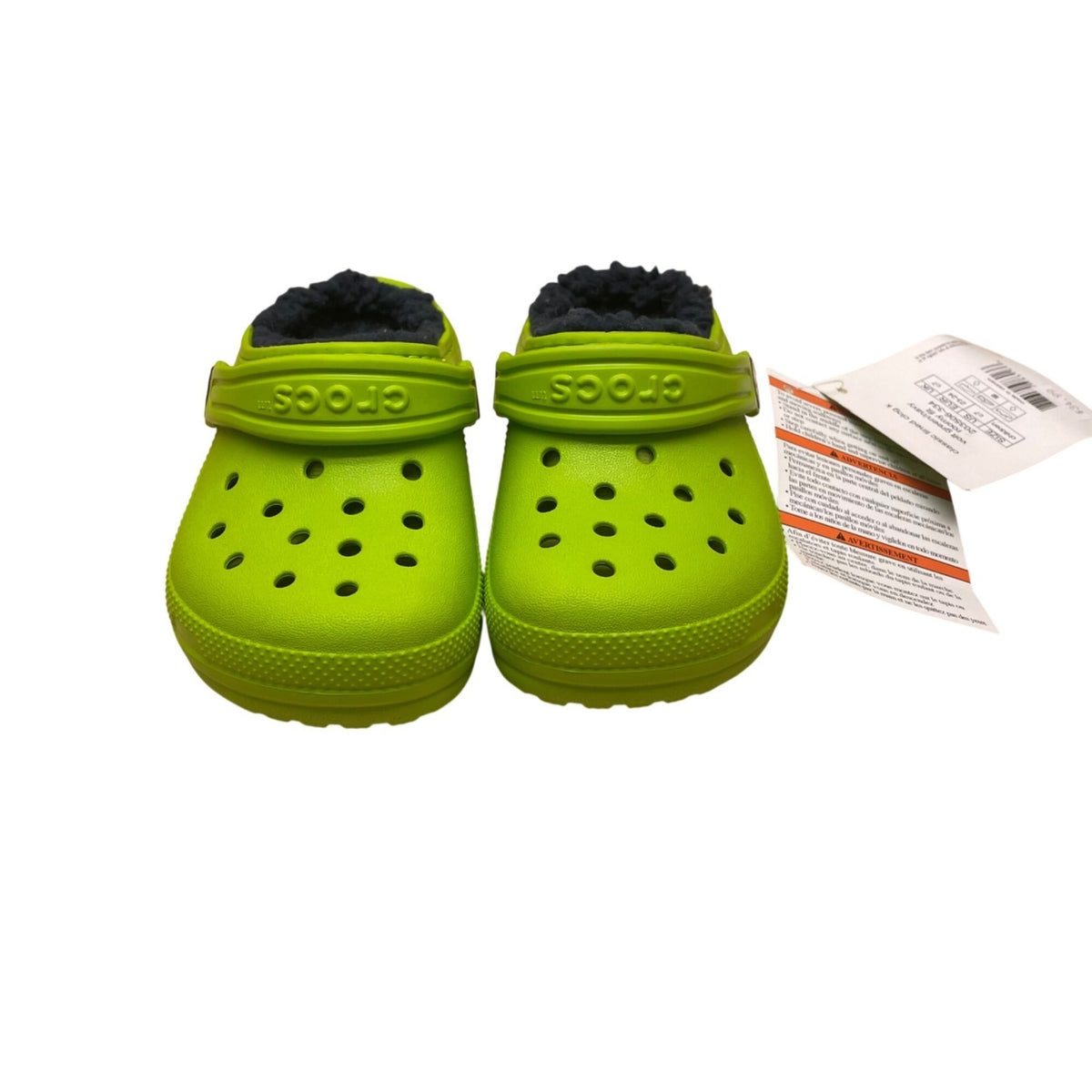 Crocs Kids Green Fleece-Lined Clogs Dual Comfort Casual Slip-On Size C7