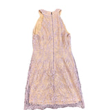 Lulus Womens Lavender & Beige Lace Sleeveless Cocktail Dress High Neck Size S