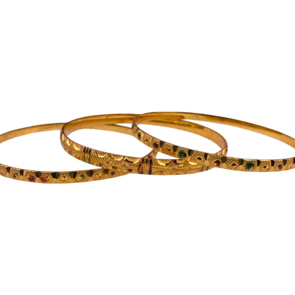Cinery Womens Gold Tone Enamel Bangle Bracelets Set Of 3 India Design