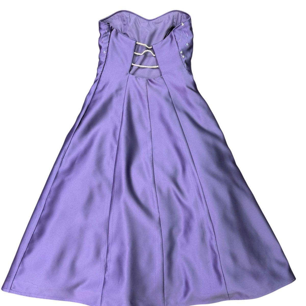 C.W. Designs Womens Purple Strapless & Beaded Satin A-Line Dress