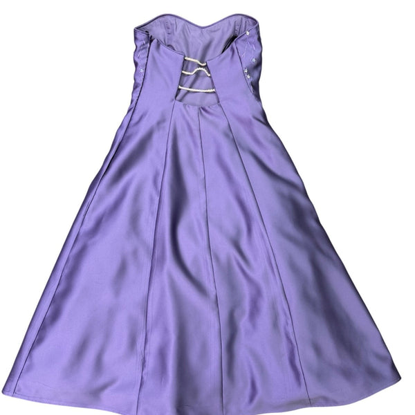 C.W. Designs Womens Purple Strapless & Beaded Satin A-Line Dress