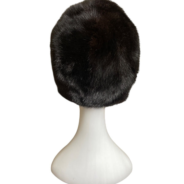 Vintage Claire Of Cameo New York  Black Mink Fur Womens Pillbox Hat