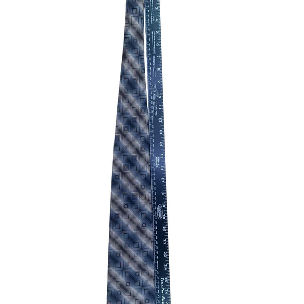Kenneth Cole Mens Blue 100% Silk Geometric Handmade Tie Elegant Design
