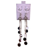 Sterling Silver 925 Womens Dangling Earrings Multichain Tassels Circle Charms