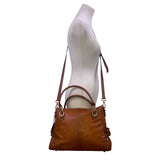 Kattee Women’s Brown Leather Structured Design Dual Handle Satchel Bag