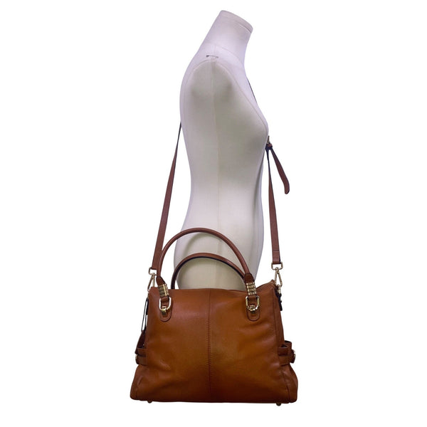 Kattee Women’s Brown Leather Structured Design Dual Handle Satchel Bag