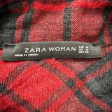 Zara Woman Red/Black Viscose & Acrylic Plaid Button-Down Tunic Dress Size M