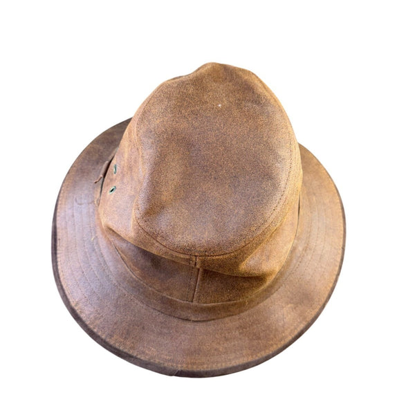 L.L.Bean Mens Brown Leather Safari-Style Hat Durable Outdoor Sun Hat