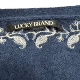 Lucky Brand Womens Navy Embroidered Button-Up Cardigan Size S