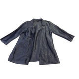 Eileen Fisher Women’s Black Linen & Silk Open Front Duster Jacket Size L 