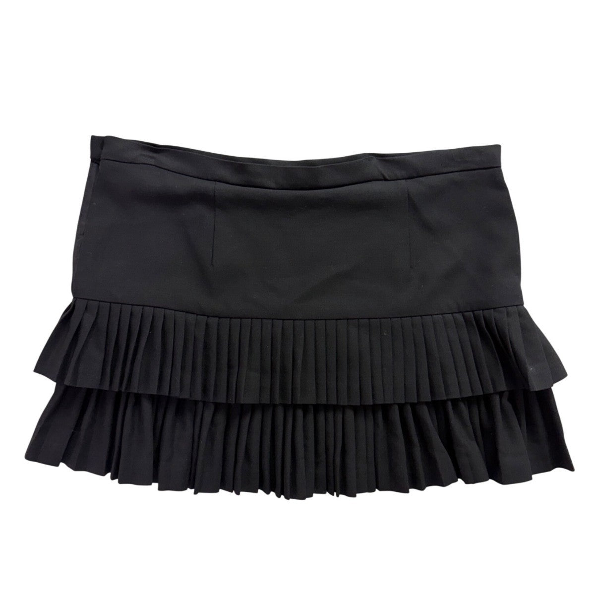 BCBGMaxAzria Womens Black Pleated Button Accent Tiered Mini Skirt Size 10