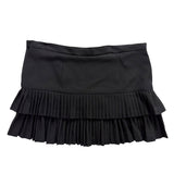 BCBGMaxAzria Womens Black Pleated Button Accent Tiered Mini Skirt Size 10