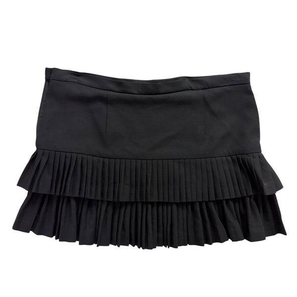 BCBGMaxAzria Womens Black Pleated Button Accent Tiered Mini Skirt Size 10