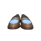 Joan & David Women’s Tan & White Leather Dress Penny Loafers Shoes Size US8