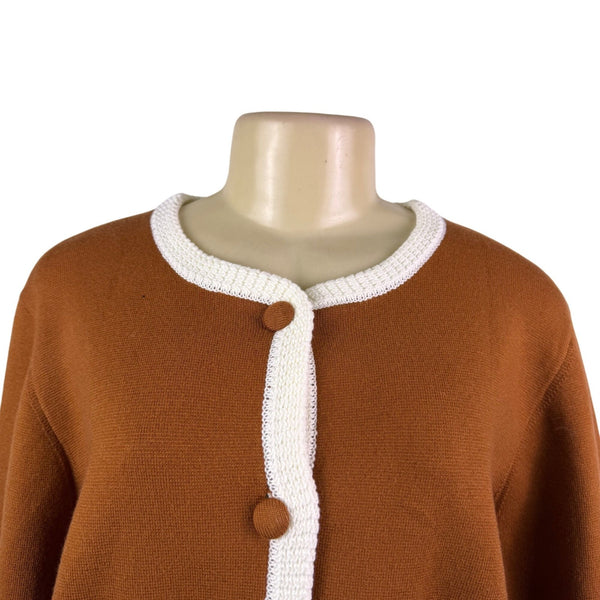 Pretty Garden Womens Brown/White Button-Front Cardigan Sweater Size XXL - New