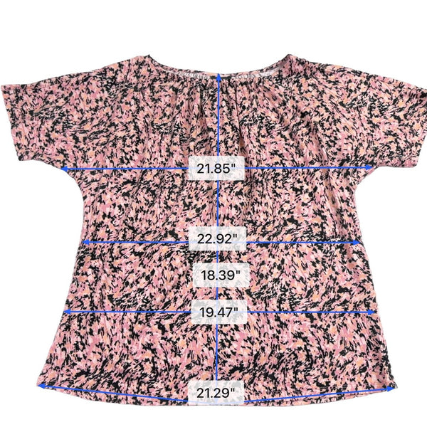 JM Collection Womens Pink Black Printed Blouse Petites Size L