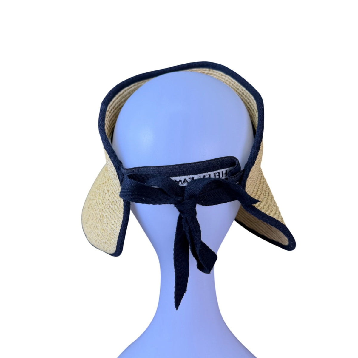Helen Kaminski Womens Natural Raffia Straw Visor Hat With Black Trim