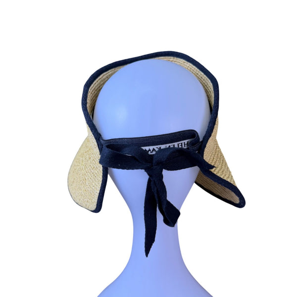 Helen Kaminski Womens Natural Raffia Straw Visor Hat With Black Trim