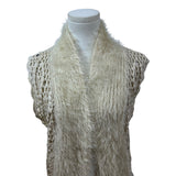 Soho Chick Womens Beige Crochet Knit Shawl Collar Vest Medium Acrylic Open Front