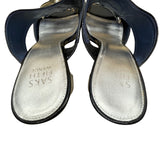 Saks Fifth Avenue Women’s Black Patent Leather Studded Block Heel Sandals Sz11M