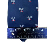 Raleigh Mens Navy Polyester Tie Tennis Racket Embroidered Pattern Club Style