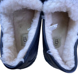 Ugg Men’s Black Leather & Sheepskin Lined  Indoor Outdoor Ascot Slippers Size 10