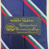 Robert Talbott Mens Navy Blue Silk Striped Tie Hand-Sewn Georgetown University S