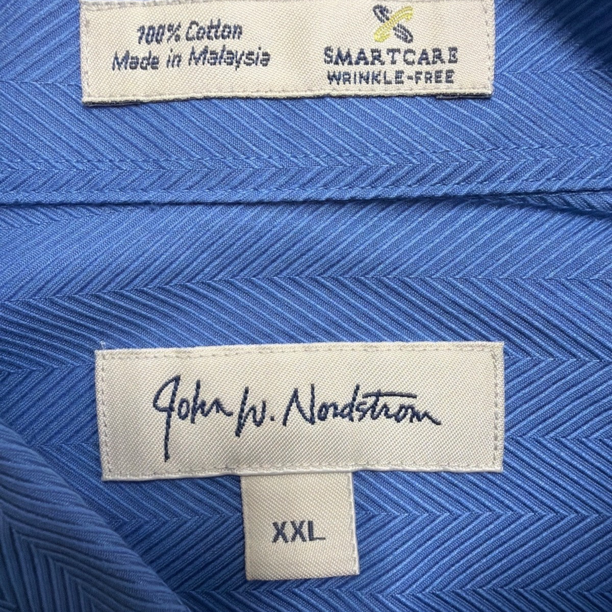 John W. Nordstrom Mens Blue Wrinkle-Free Button-Up Shirt Smartcare Size XXL