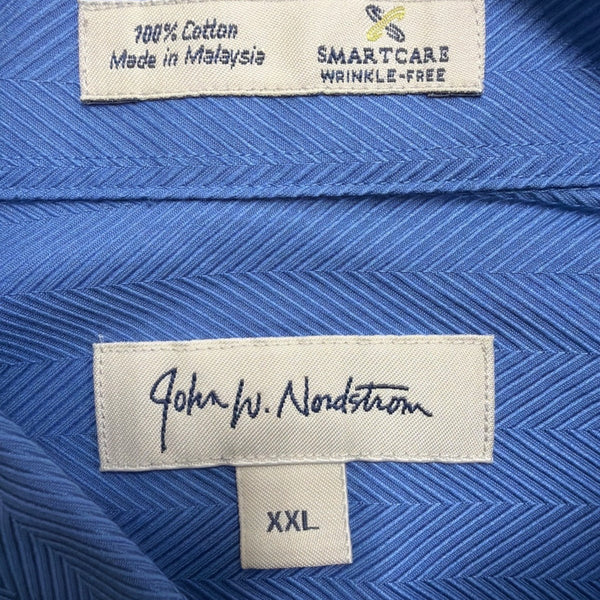 John W. Nordstrom Mens Blue Wrinkle-Free Button-Up Shirt Smartcare Size XXL