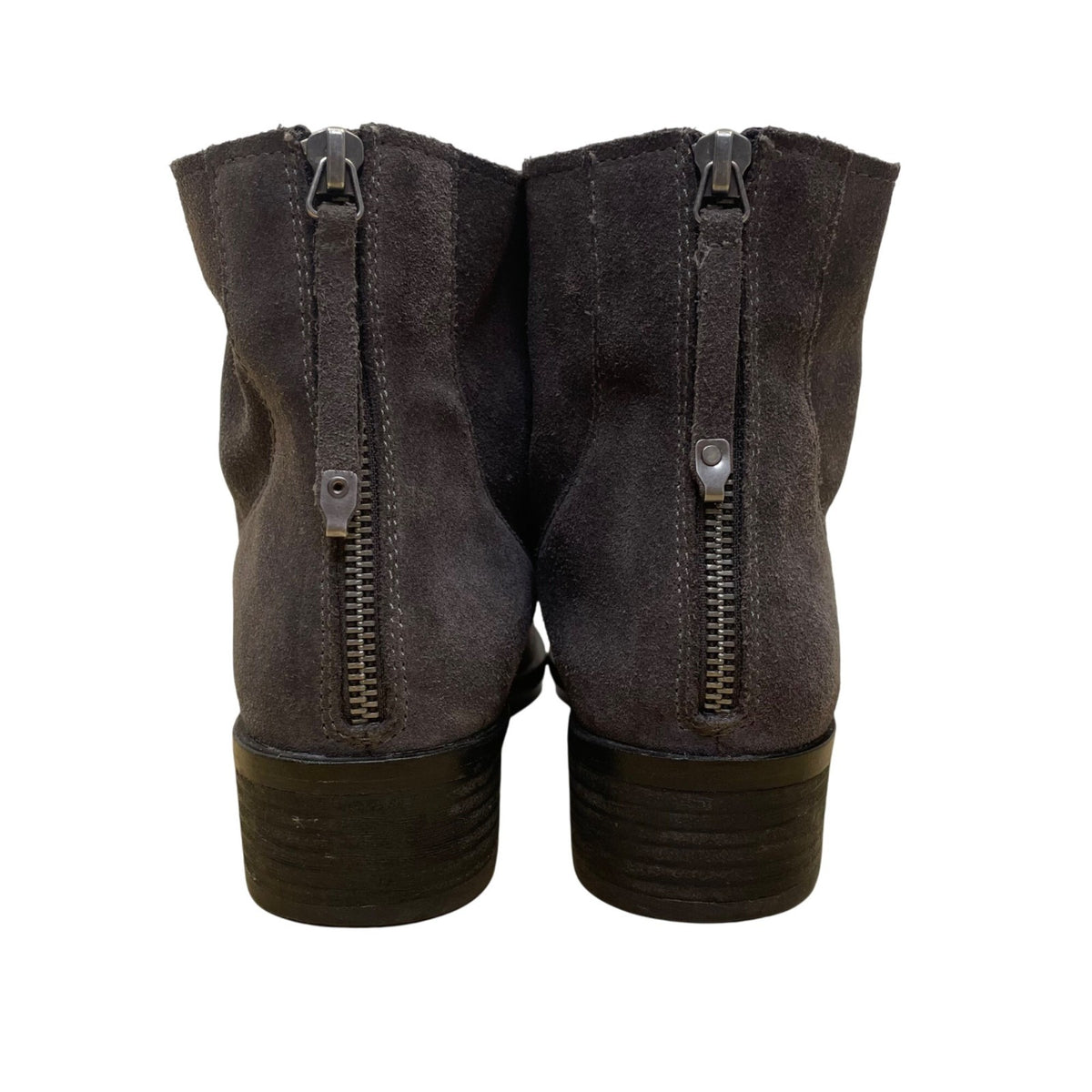 Vita Women’s Gray Suede With Back Zipper Block Heel Ankle Boots Size 8