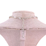 Mesh Chain Necklace With 3-Tone Metallic Beaded Accents Silver & Gold Tone
