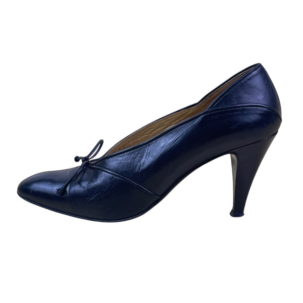 Rosina Ferragamo Schiavone Women’s Black Leather BetteElegante Bow Pumps Sz 8.5N