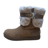 G By GUESS Women’s Brown Mid-Calf Suede Faux Fur Slip-On Boots Size 7M