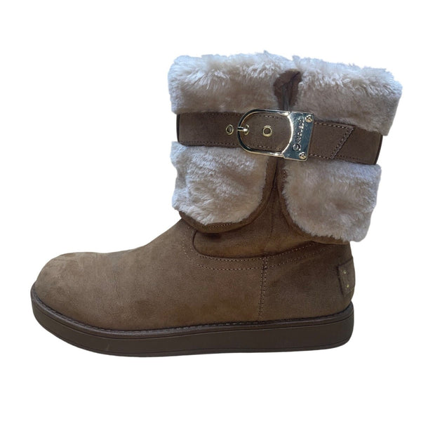 G By GUESS Women’s Brown Mid-Calf Suede Faux Fur Slip-On Boots Size 7M