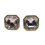 Swarovski Womens Gold Tone Crystal Clip-On Earrings Square Clear Stones