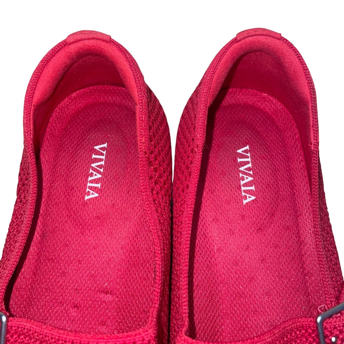 Vivaia Women Red Knitted Fabric Mary Jane Flats Size US9