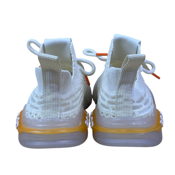 Uom Babies White & Orange Knitted Breathable Slip-in Sneakers Size 20