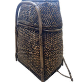 Vintage Brown Natural Woven Rattan Bamboo Frame Handmade Pasiking Backpack