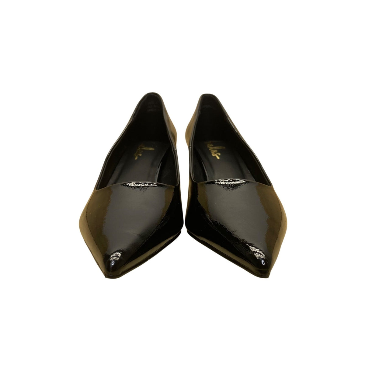 Lulus Womens Black Patent Pointed Toe Kitten Heels Elegant Pump Shoes Sz 9